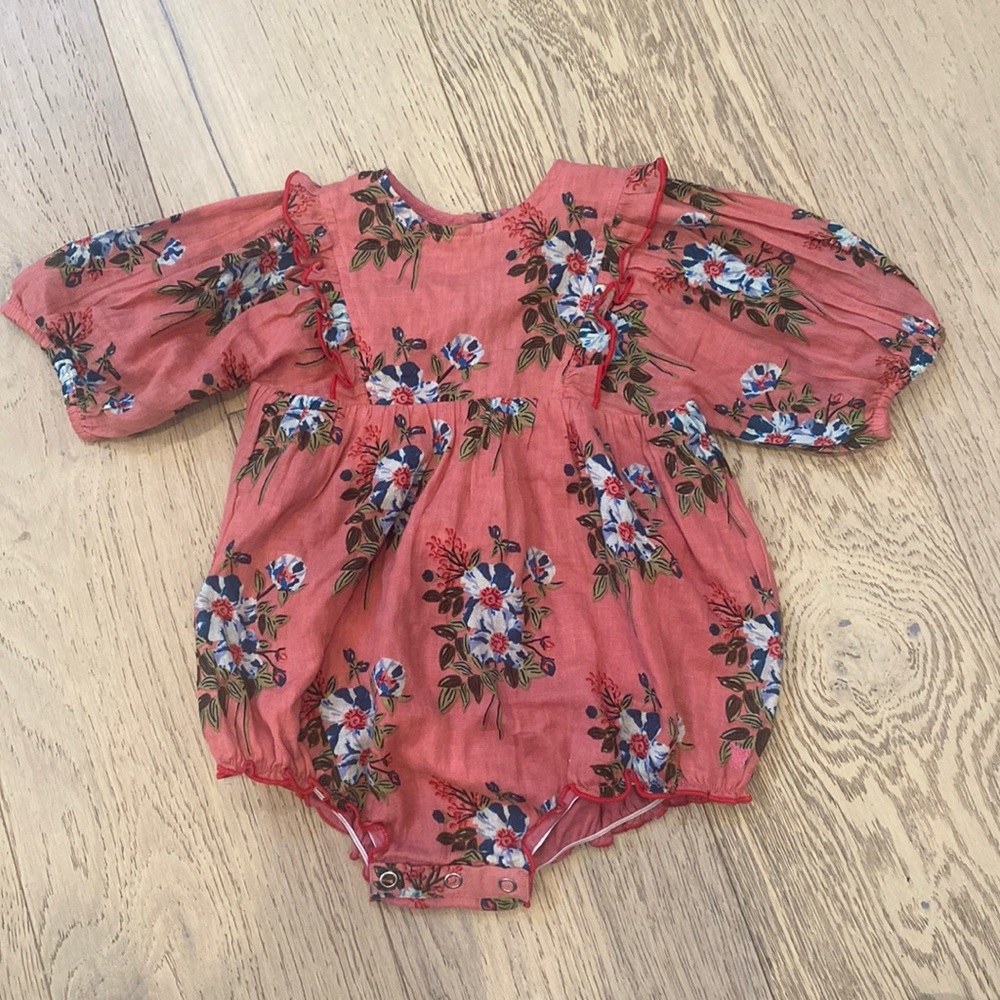 Size 18-24 months Pink Chicken bubble romper